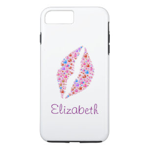 Persoonlijke, eenvoudige witte, kleurrijke hartlam 	iPhone 8 plus / 7 plus hoesje