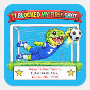 Persoonlijke Eerste Geblokkeerde Schot Voetbalprij Vierkante Sticker