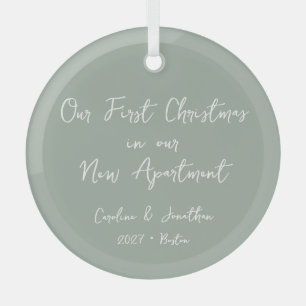 Persoonlijke Eerste Kerst Nieuwe Woonung Salie Glas Ornament
