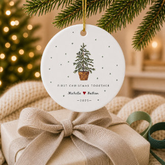 Persoonlijke eerste kerst samen koppel keramisch ornament