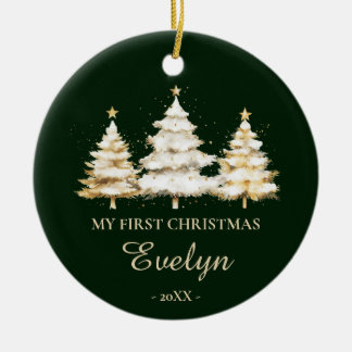 Persoonlijke eerste kerst van de baby keramisch ornament