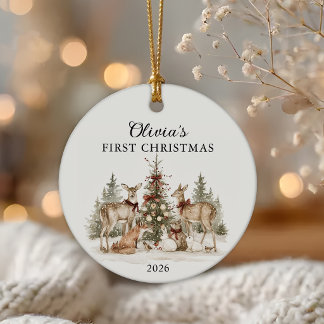 Persoonlijke eerste kerst van de baby keramisch ornament