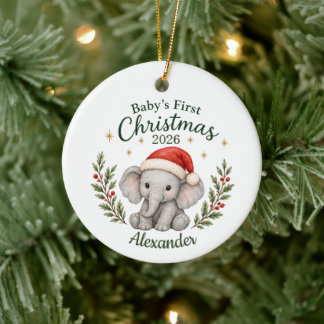 Persoonlijke eerste kerst van de baby "Olifant" Keramisch Ornament