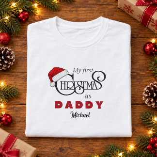 Persoonlijke Eerste Kerstmis als Papa T-shirt