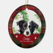 Persoonlijke eerste kerstmis Border Collie Keramisch Ornament (Links)
