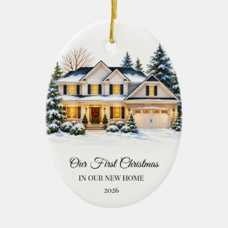 Persoonlijke Eerste Kerstmis in Ons Nieuwe Huis Or Keramisch Ornament