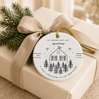 Persoonlijke Eerste Kerstmis in Ons Nieuwe Thuis Keramisch Ornament
