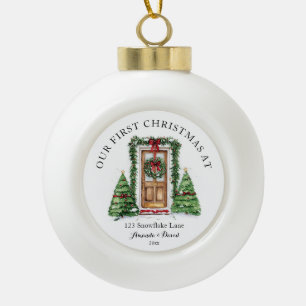Persoonlijke Eerste Kerstmis in Ons Nieuwe Thuis Keramische Bal Ornament