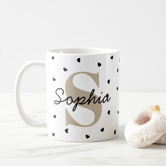 Persoonlijke eerste letter & naam mok – cadeaumok (Met donut)