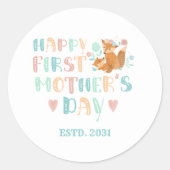 Persoonlijke eerste Moederdag Boho Fun Typografie Ronde Sticker (Voorkant)