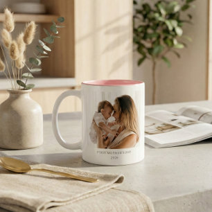 Persoonlijke Eerste Moederdag Moeder Baby Foto Tweekleurige Koffiemok