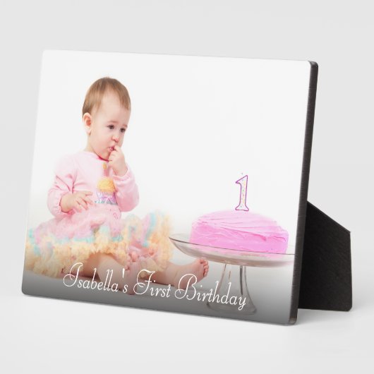 Persoonlijke Eerste Verjaardag Baby Foto Plaquette Fotoplaat (Zijkant)