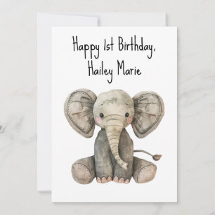 Persoonlijke eerste verjaardag knuffel olifant kaart