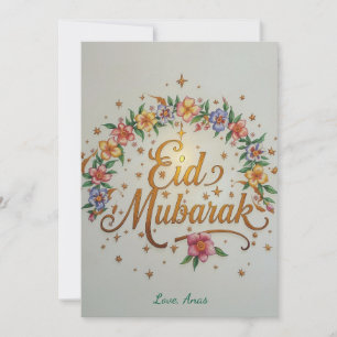 Persoonlijke Eid Mubarak bloemrijke moderne kaart