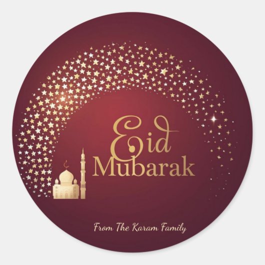 Persoonlijke Eid Mubarak Moslim moderne Klassieker Ronde Sticker (Voorkant)