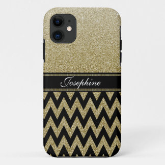 Persoonlijke Elegant Gold Sparkle Glitter-naam iPhone 11 Hoesje