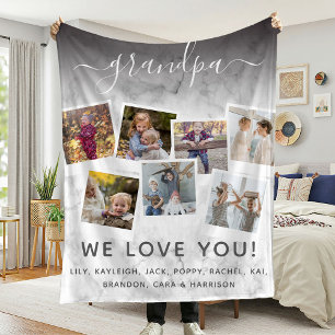 Persoonlijke Elegant Grandpa Quote & Photo Collage Fleece Deken