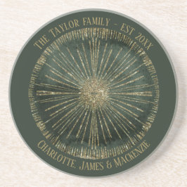 Persoonlijke Elegant Green Gold Tribal Zandsteen Onderzetter