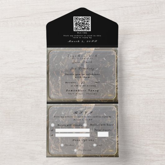 Persoonlijke Elegant Marble All In One Uitnodiging (Binnen)