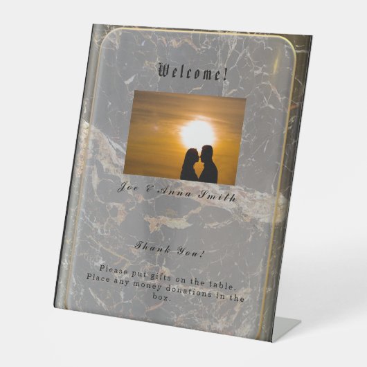 Persoonlijke Elegant Marble Reclamebord Met Voetstuk (Voorkant)