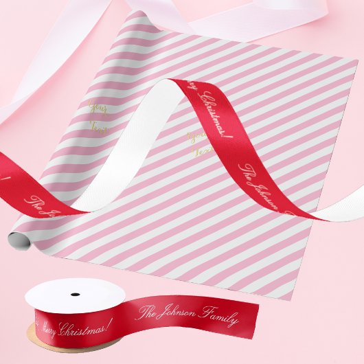 Persoonlijke Elegant Merry-kerstnaam Rood Gift Lint