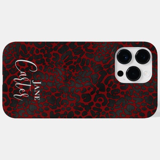 Persoonlijke Elegant Red Black Leopard Case-Mate iPhone Case (Achterkant (horizontaal))