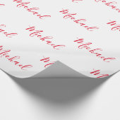 Persoonlijke Elegant Script Name Red Cadeaupapier (Hoek)