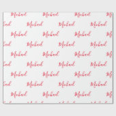 Persoonlijke Elegant Script Name Red Cadeaupapier (Vlak)