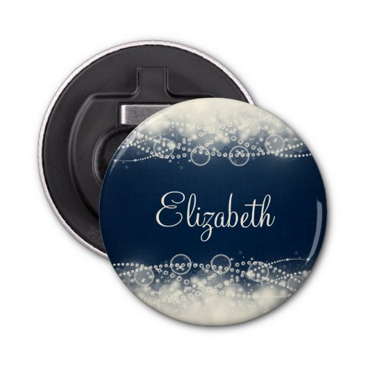 Persoonlijke elegante Abstracte kant en parels Button Flesopener (Voorkant)