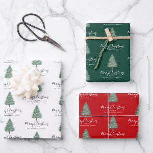 Persoonlijke Elegante Aquarel Boom Kerstmis Inpakpapier Vel
