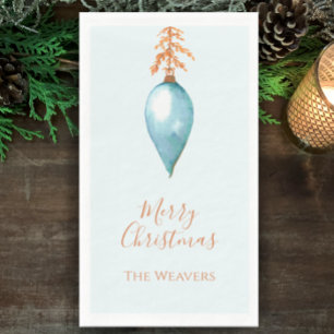 Persoonlijke Elegante Blauwe Waterverf Kerst Servet