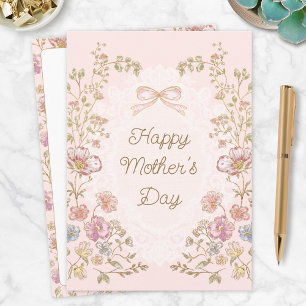 Persoonlijke Elegante Bloemige Gelukkige Moederdag Kaart