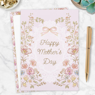 Persoonlijke Elegante Bloemige Gelukkige Moederdag Kaart