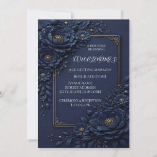 Persoonlijke Elegante Bloemige Trouwuitnodiging Kaart