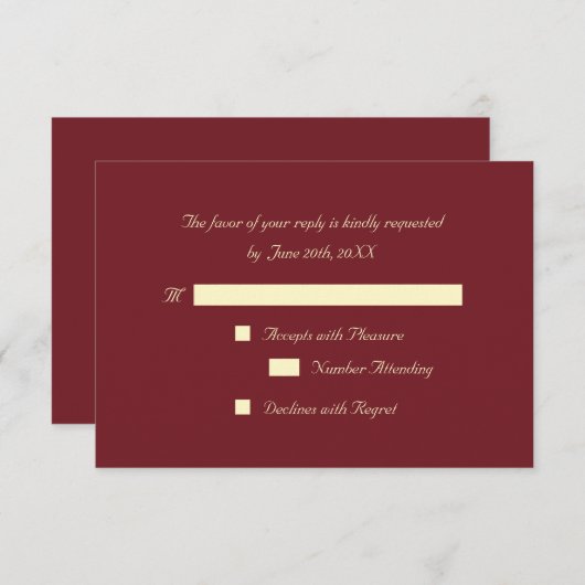 Persoonlijke Elegante Feest RSVP Uitnodigingskaart (Voorkant / Achterkant)