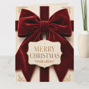Persoonlijke Elegante Fluwelen Strik Kerststijl Bedankkaart