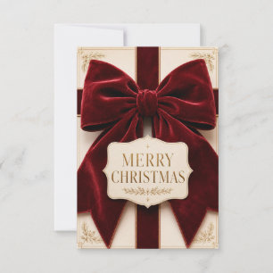 Persoonlijke Elegante Fluwelen Strik Kerststijl Bedankkaart