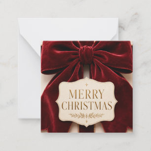Persoonlijke Elegante Fluwelen Strik Kerststijl Notitiekaartje