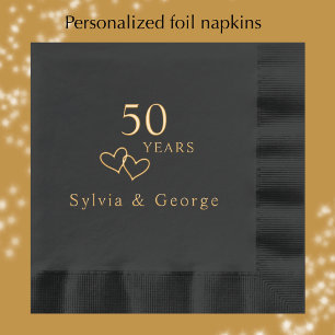 Persoonlijke Elegante Gouden 50ste Huwelijksverjaa Folie Servetten