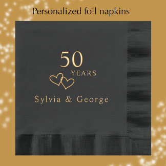 Persoonlijke Elegante Gouden 50ste Huwelijksverjaa Folie Servetten