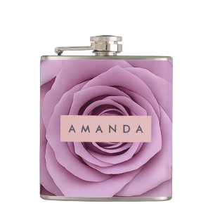 Persoonlijke Elegante Mauve Roos Bloem Heupfles