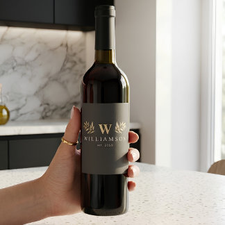 Persoonlijke elegante Monogram Wijnmakerij Aangepa Wijn Etiket