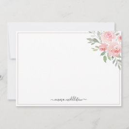 Persoonlijke Elegante Roze Rozen en Groenelementen Notitiekaartje