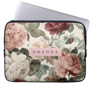 Persoonlijke Elegante Victoriaanse Rozen in Blush Laptop Sleeve