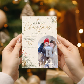 Persoonlijke Elegante Vintage Prettig Kerstmis Fot Feestdagenkaart