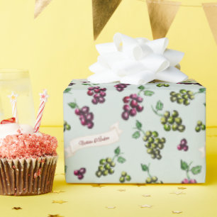 Persoonlijke Elegante Wijn Druiven Salie Waterverf Cadeaupapier