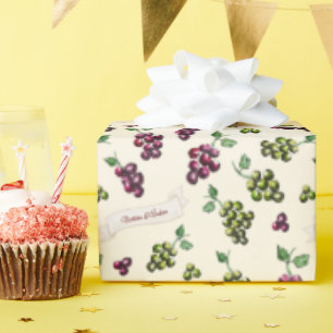 Persoonlijke Elegante Wijndruiven Unieke Aquarel Cadeaupapier