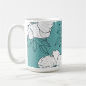 Persoonlijke Elegante Witte Bloemen op Teal Koffiemok (Links)
