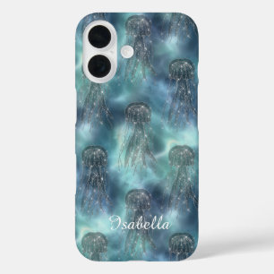 Persoonlijke Elegante Zeevaart Sprankelende Blauwe iPhone 16 Hoesje