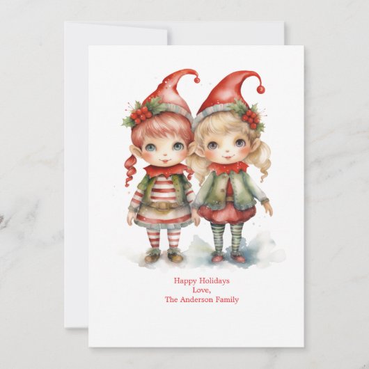 Persoonlijke elfen elf kerstkaart (Voorkant)